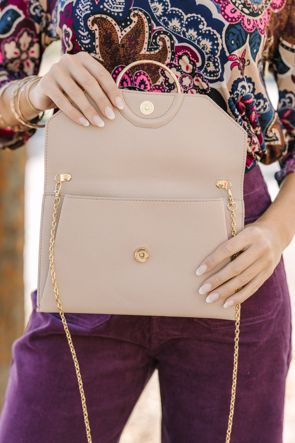 All For You Taupe Brown Clutch/Purse, One Size - The Mint Julep Boutique