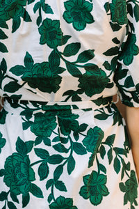 Sugarlips: Step Out Forest Green Floral Midi Dress