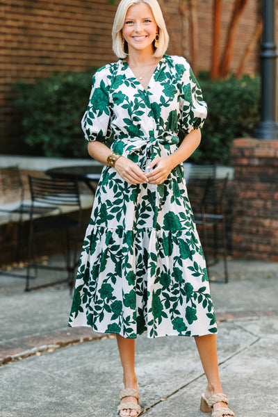 Sugarlips: Step Out Forest Green Floral Midi Dress Shop the Mint Sugarlips: Step Out Forest Green Floral Midi Dress Shop the Mint