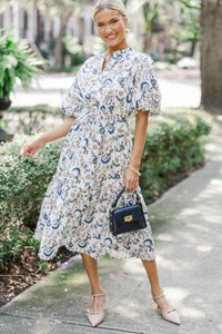 It's A Match Off White Floral Midi Dress