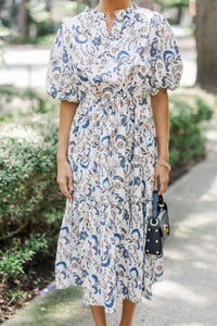 It's A Match Off White Floral Midi Dress