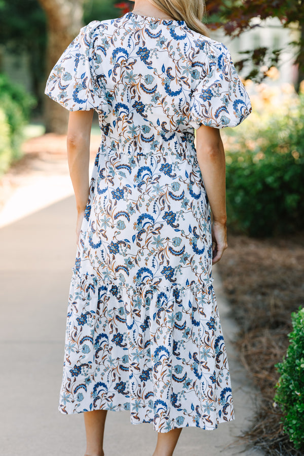 Sugarlips: It's A Match Off White Floral Midi Dress – Shop the Mint