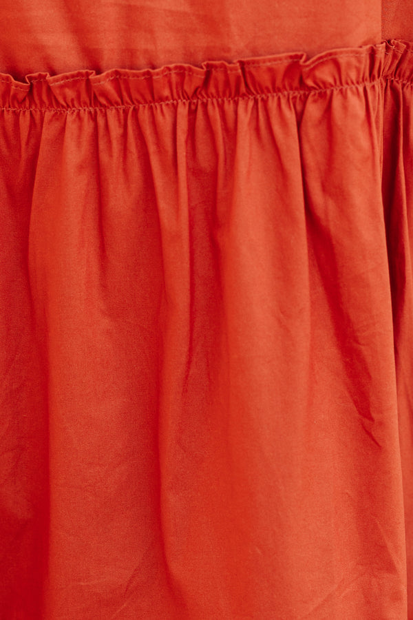 Sugarlips: Make A Statement Rust Orange Tiered Midi Dress