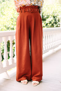 Day At The Office Brown Wide Leg Trousers