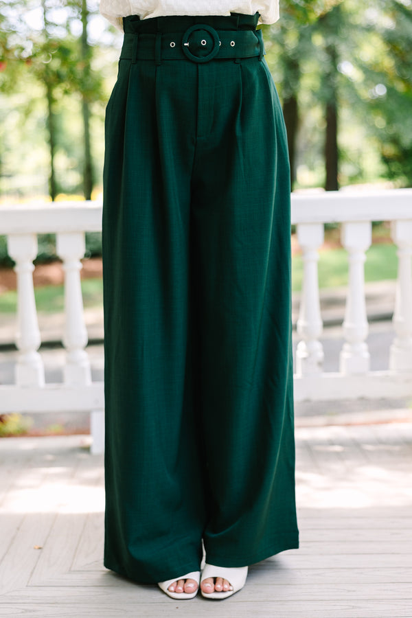 Day At The Office Dark Green Wide Leg Trousers