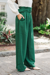 Day At The Office Dark Green Wide Leg Trousers