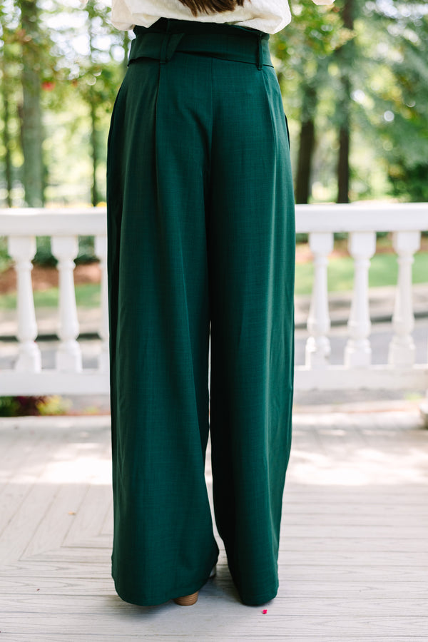 Day At The Office Dark Green Wide Leg Trousers