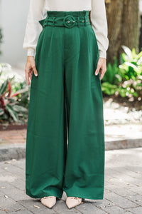 Day At The Office Dark Green Wide Leg Trousers