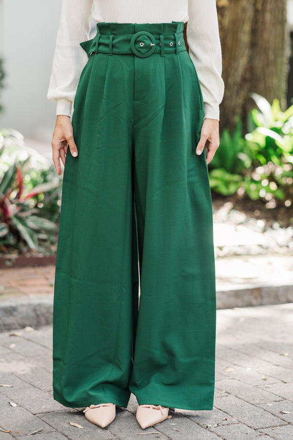 Day At The Office Dark Green Wide Leg Trousers