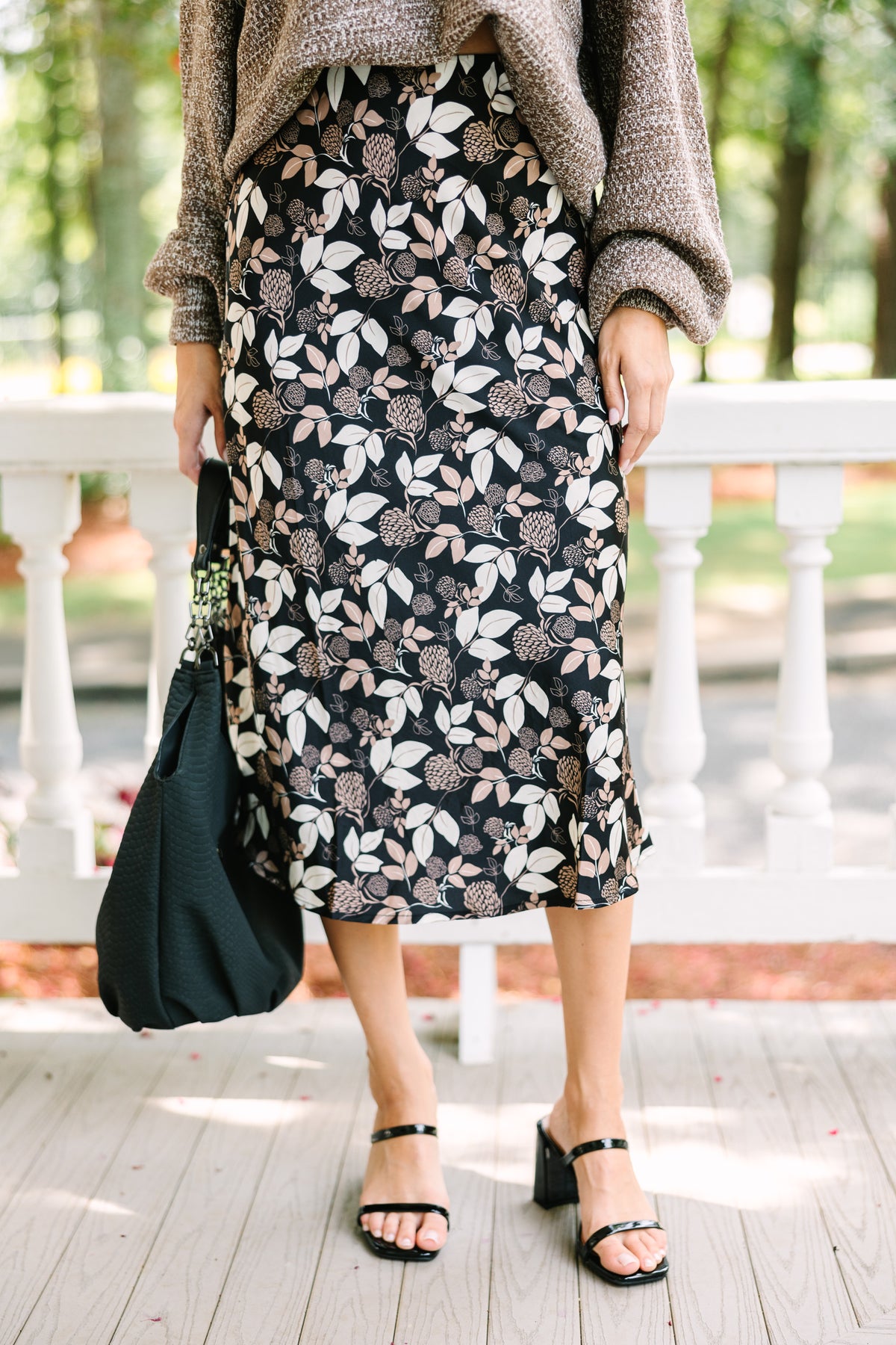 Running Wild Black Floral Midi Skirt – Shop the Mint