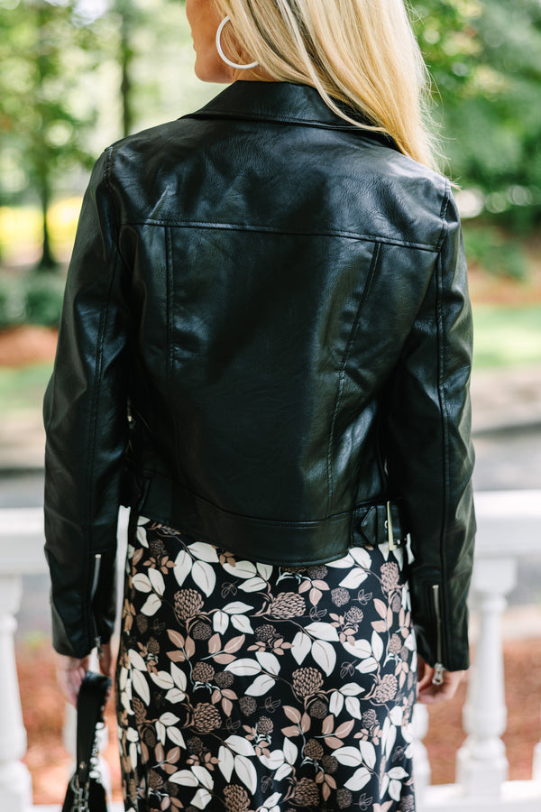 Give One Reason Black Faux Leather Jacket