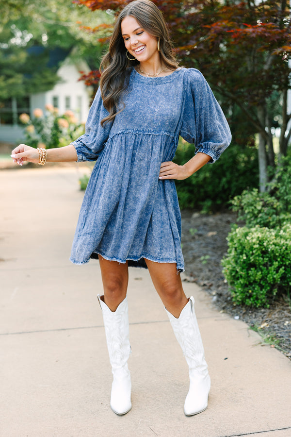 Taking It Easy Navy Blue Babydoll Dress Shop the Mint Taking It Easy Navy Blue Babydoll Dress Shop the Mint