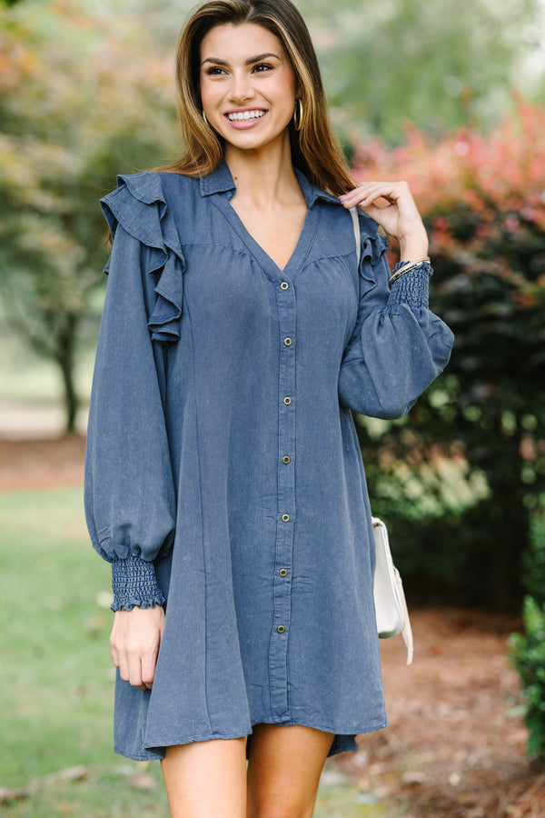 Feeling In Love Navy Blue Ruffled Dress – Shop the Mint