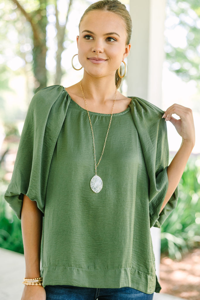 Point It Out Olive Green Satin Blouse – Shop the Mint