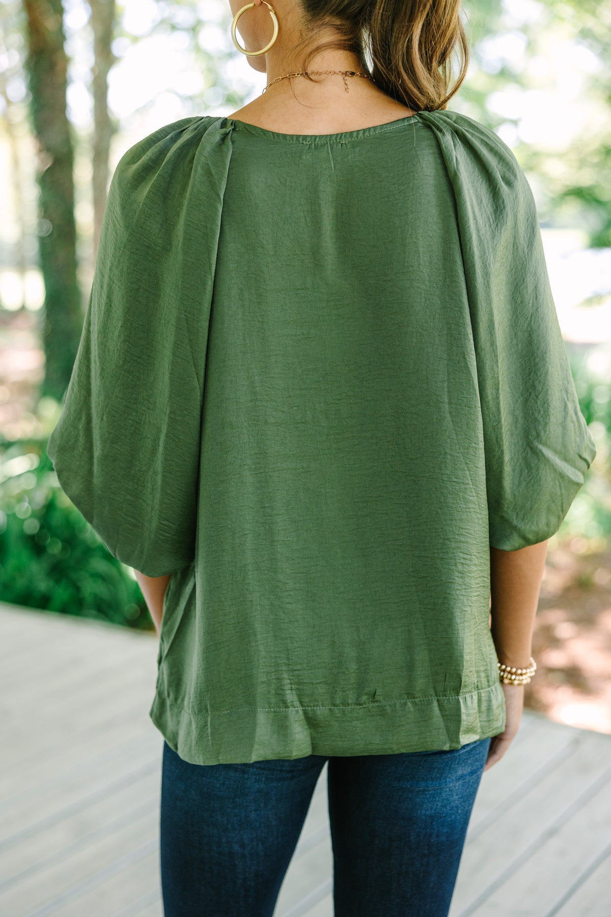 Point It Out Olive Green Satin Blouse – Shop the Mint
