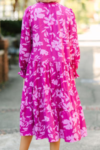 Never Leave You Behind Berry Purple Floral Midi Dress