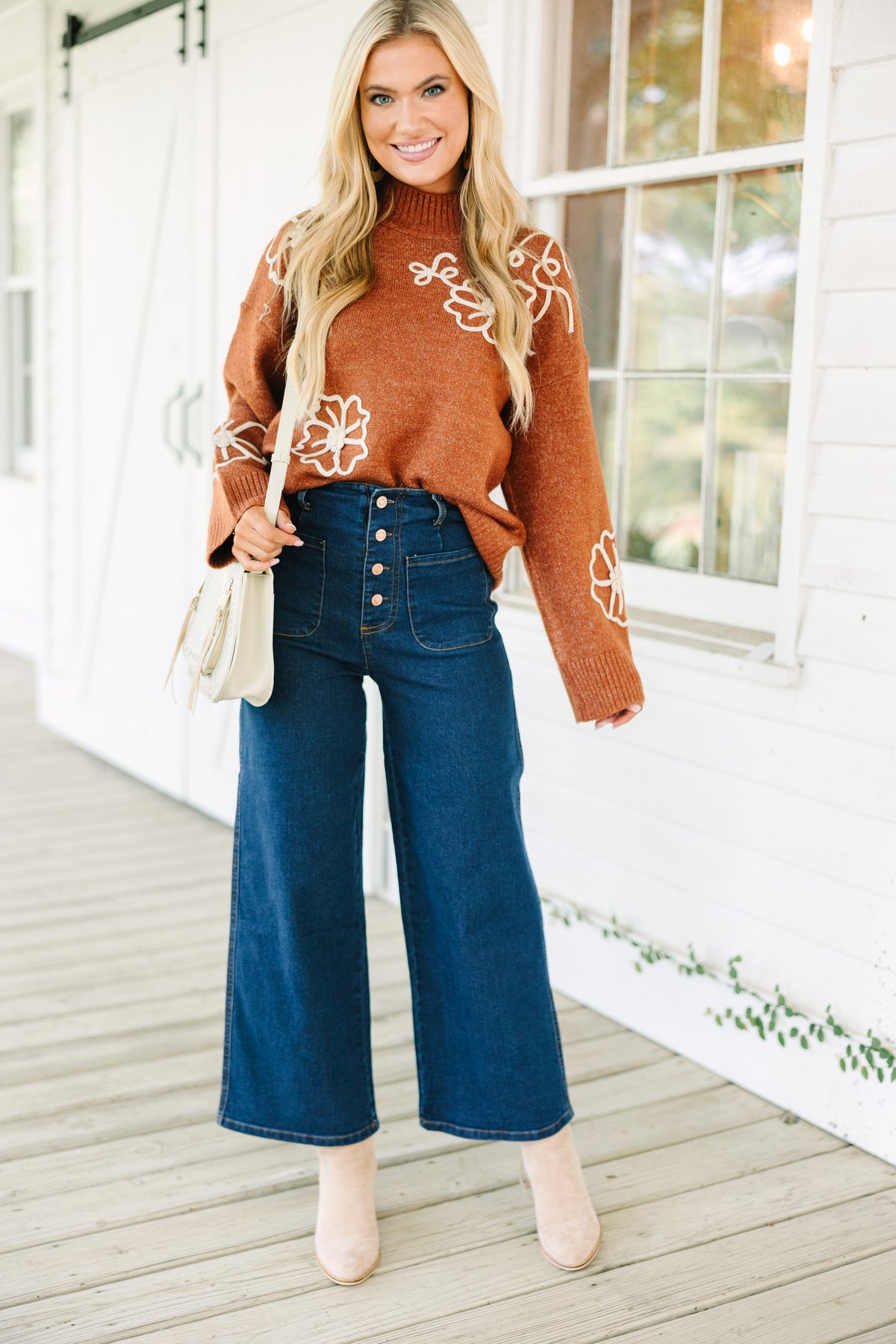 Keep You Close Rust Orange Floral Sweater – Shop the Mint