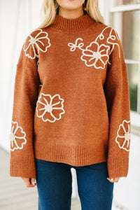 Keep You Close Rust Orange Floral Sweater