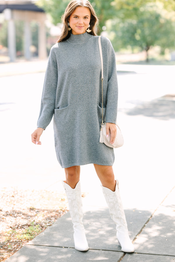 Pinch: Still In Love Gray Mock Neck Sweater Dress Shop the Mint Pinch: Still In Love Gray Mock Neck Sweater Dress Shop the Mint