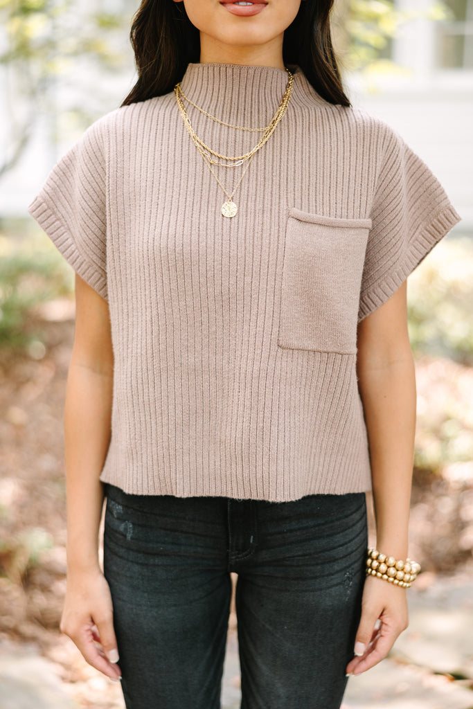 Open Your Mind Mocha Brown Short Sleeve Sweater – Shop the Mint