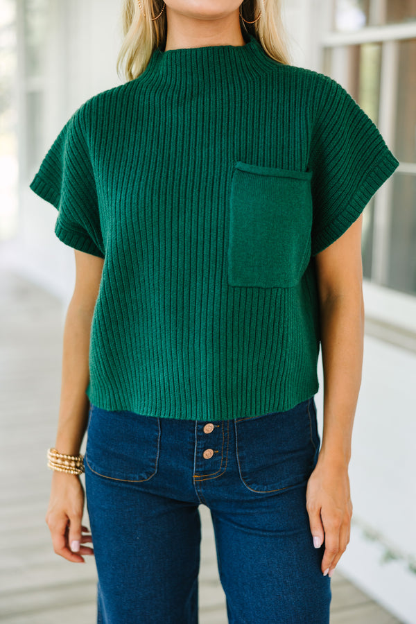 Open Your Mind Emerald Green Short Sleeve Sweater