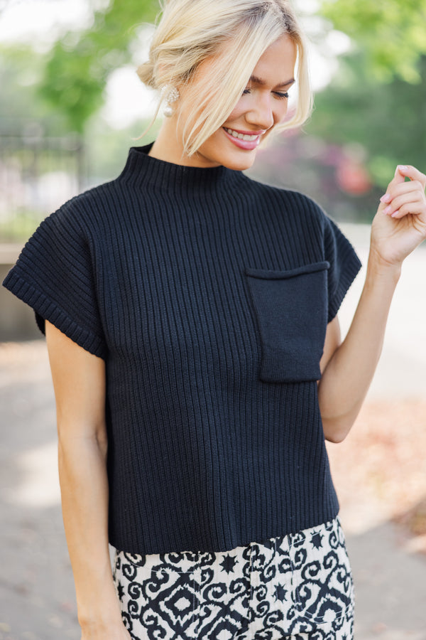 Open Your Mind Black Short Sleeve Sweater – Shop the Mint