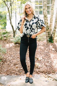 Get What You Love Black Floral Blouse