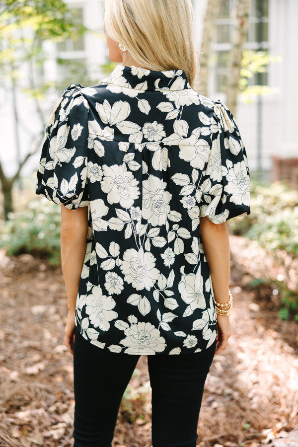 Get What You Love Black Floral Blouse
