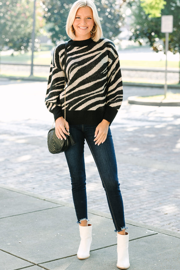 zebra sweater, neutral sweaters, boutique sweaters, trendy sweaters for women