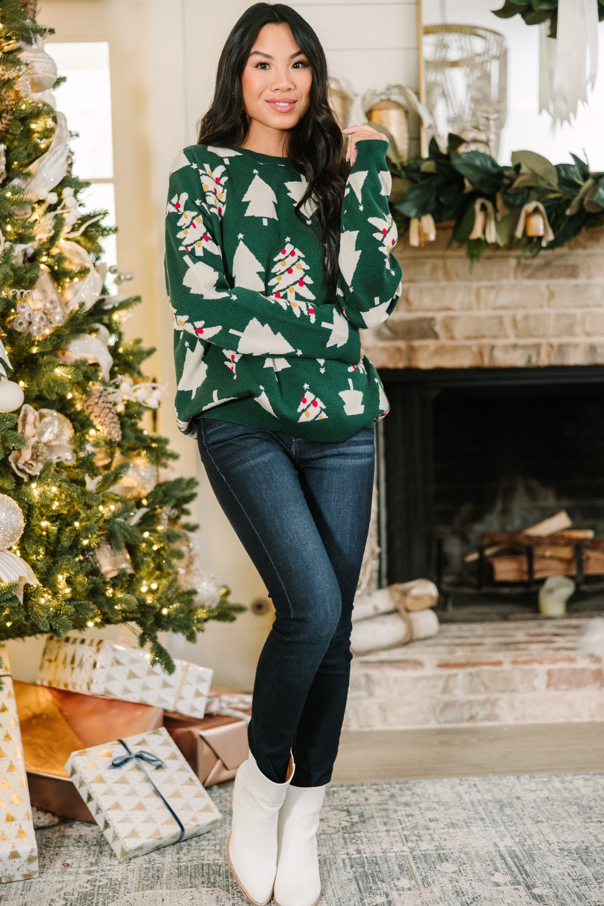 Time To Celebrate Green Christmas Tree Sweater – Shop the Mint