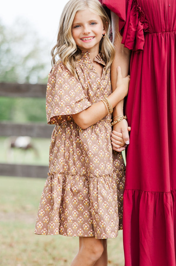 Girls: Feeling Your Best Brown Medallion Dress