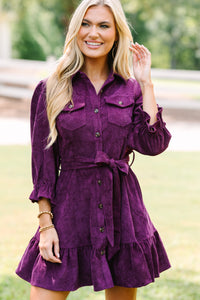 corduroy fall dresses, trendy boutique dresses, purple dresses for women