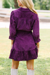 Hold My Hand Violet Purple Corduroy Dress
