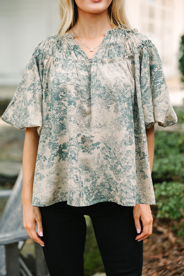 Be Who You Are Forest Green Toile Blouse