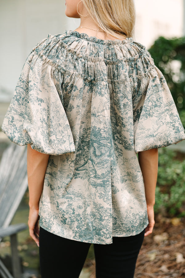Be Who You Are Forest Green Toile Blouse