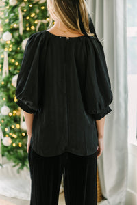 What You Have Black Satin Blouse