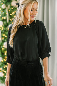What You Have Black Satin Blouse