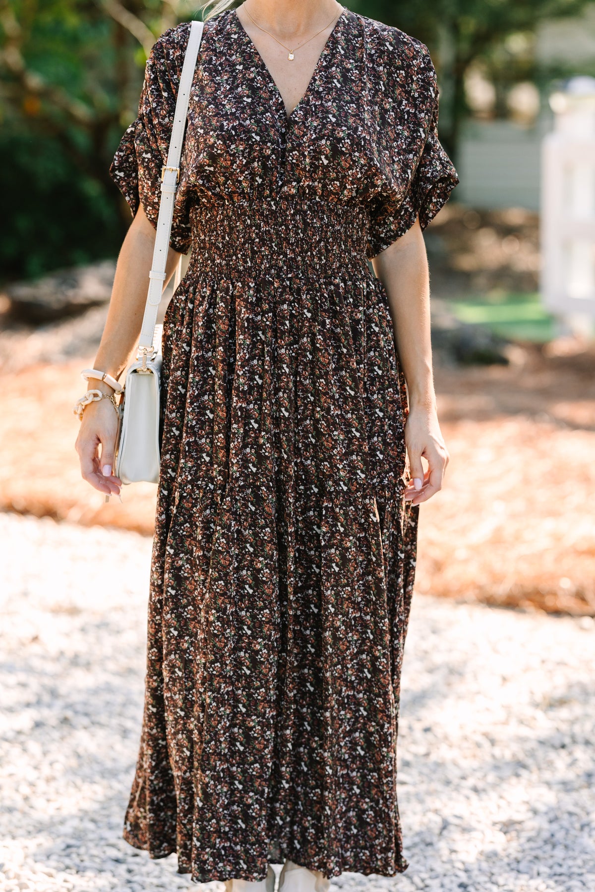 Out In The Open Brown Ditsy Floral Maxi Dress  Shop the Mint