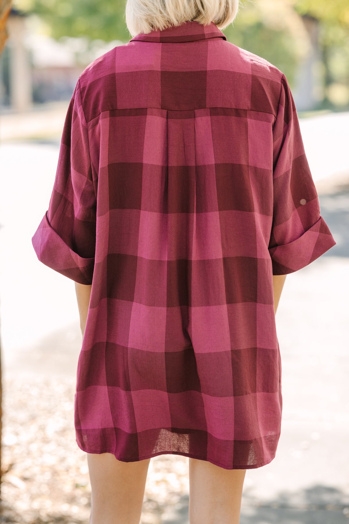 We're Better Together Burgundy Red Plaid Babydoll Dress Shop the Mint