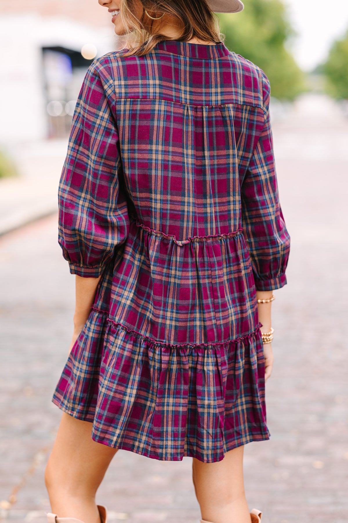 purple and black plaid dress Logiee Purple Black Plaid Print Womens Summer Dress,Casual Short Sleeve Sundresses,Beach A-line Shift Dress with Pockets