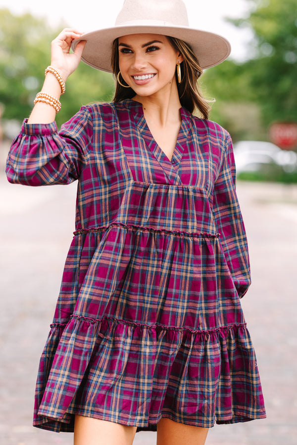 One Way Plum Purple Plaid Dress Shop the Mint One Way Plum Purple Plaid Dress Shop the Mint