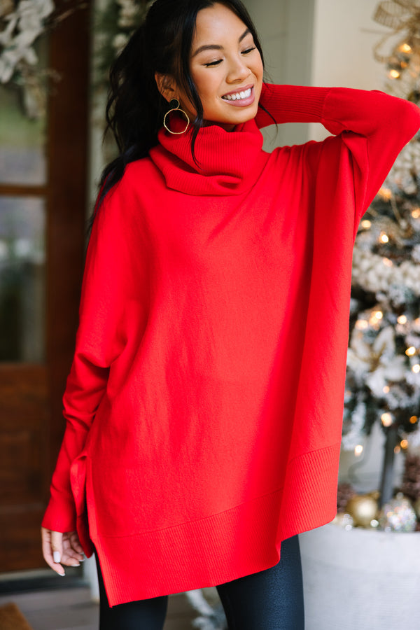 On Your Watch Red Turtleneck Tunic Sweater – Shop the Mint