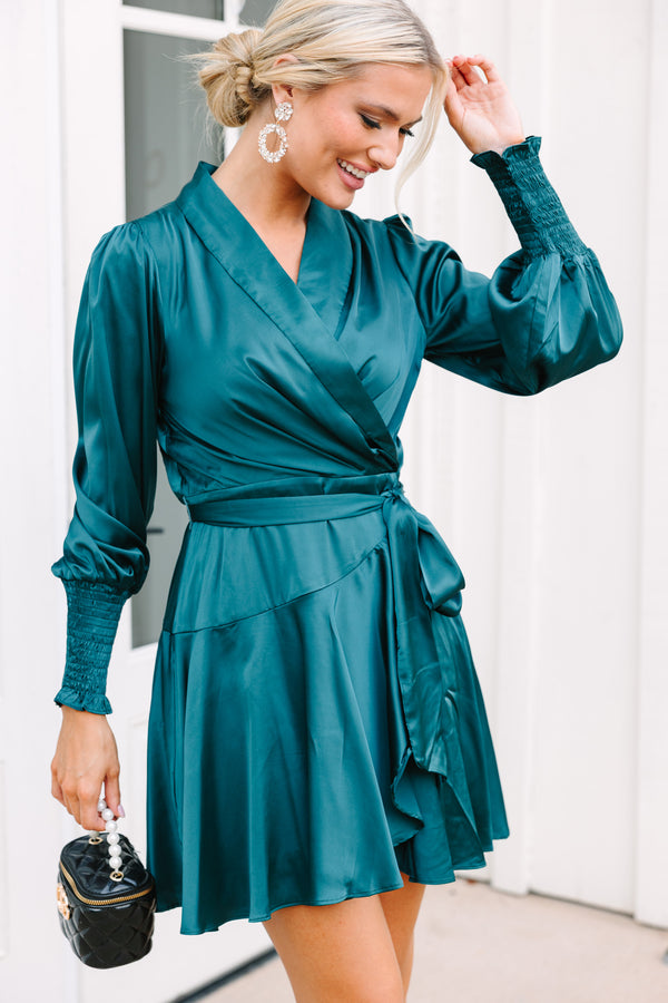 Fate: Just You Wait Teal Blue Satin Wrap Dress Shop the Mint Fate: Just You Wait Teal Blue Satin Wrap Dress Shop the Mint