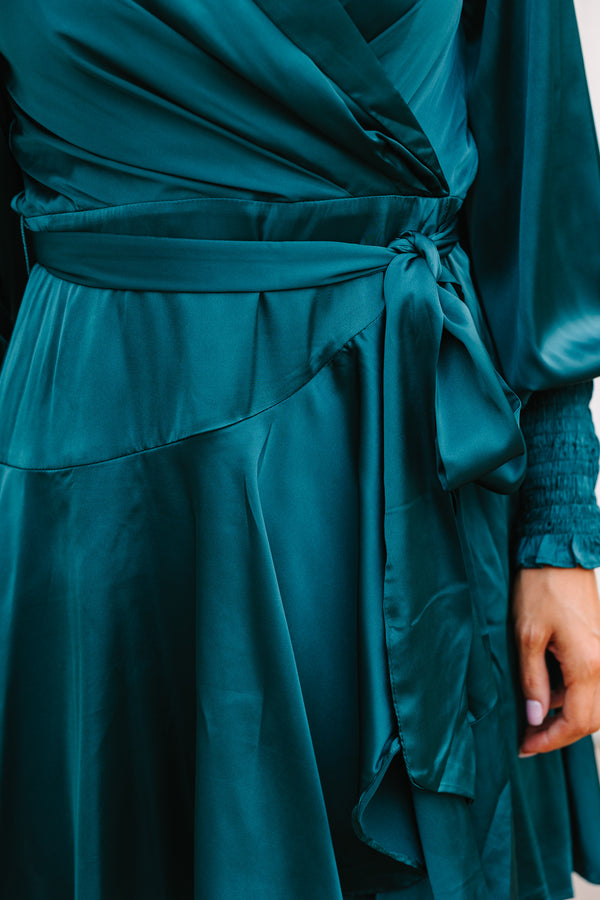 Fate: Just You Wait Teal Blue Satin Wrap Dress Shop the Mint Fate: Just You Wait Teal Blue Satin Wrap Dress Shop the Mint