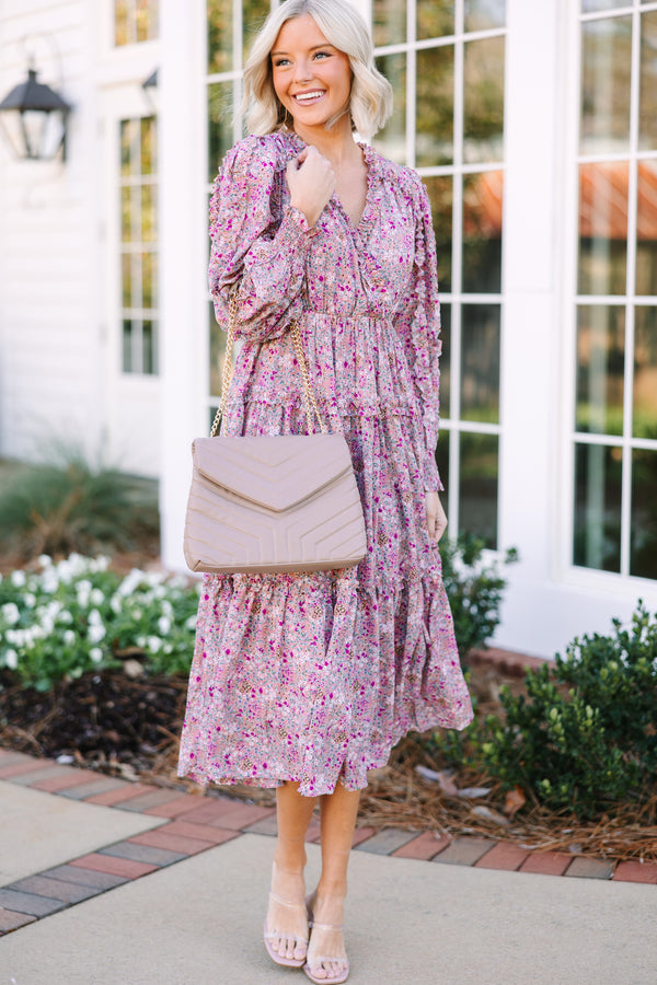 Tell Your Story Dusty Pink Ditsy Floral Midi Dress Shop the Mint