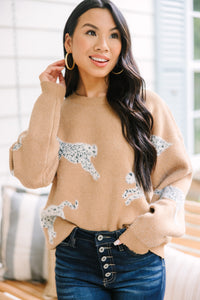 A Piece Of Me Warm Tan Brown Cheetah Sweater