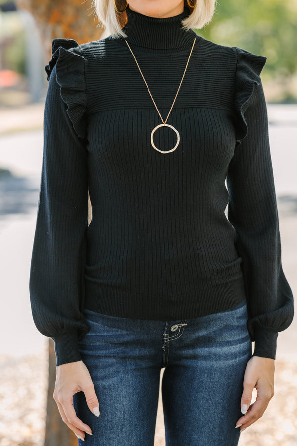 Reach For You Black Turtleneck Sweater