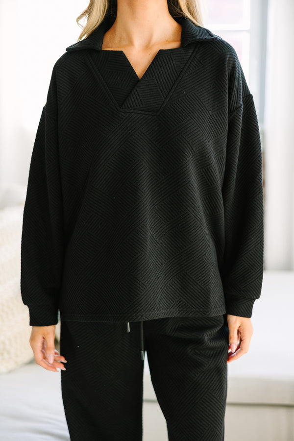 Make Your Day Black Textured Top