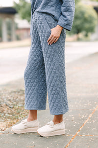 quilted pants, casual bottoms for women, blue pants, boutique co-ords