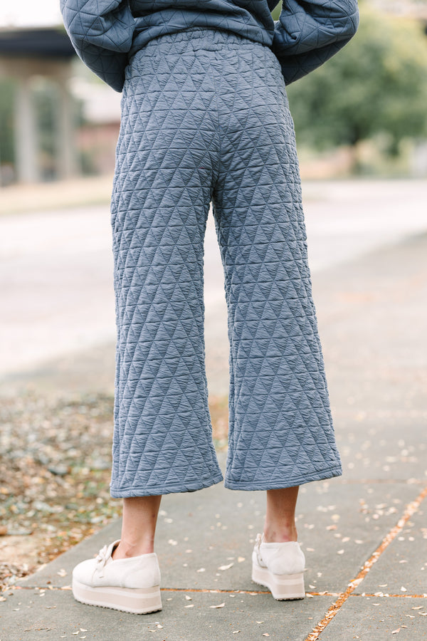 Make A Choice Denim Blue Quilted Pants